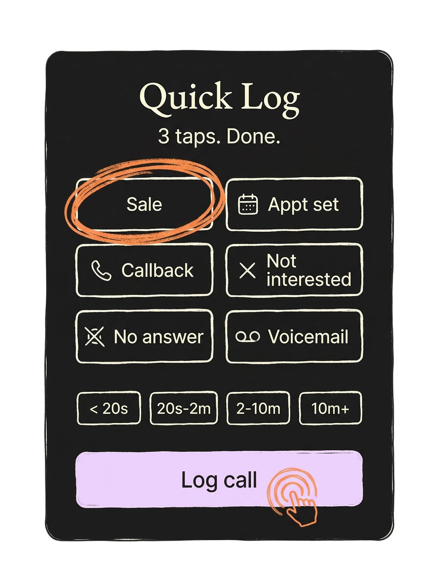Quick log dashboard card